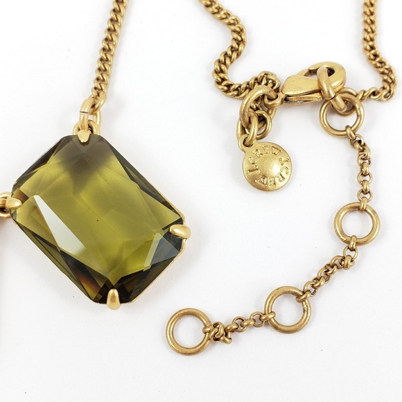 J. Crew Necklace Large Green Emerald Cut Stones - Picture 6 of 8